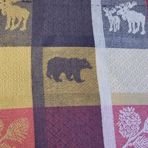 Moose, Bear, Canoe, & Pinecone Color Block Tablecloth and Placemats Cabin, Lodge - Picture 7 of 7